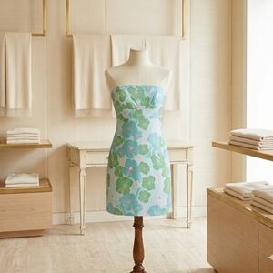 Floral Strapless Dress - Green and Blue. Reversable. Target Brand. Sz Med